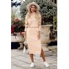 imagePRETTYGARDEN Womens Spring 2 Piece Matching Outfits Long Sleeve Turtleneck Ribbed Top and Midi Skirt Dress SetsApricot
