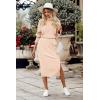 imagePRETTYGARDEN Womens Spring 2 Piece Matching Outfits Long Sleeve Turtleneck Ribbed Top and Midi Skirt Dress SetsApricot