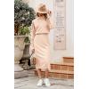 imagePRETTYGARDEN Womens Spring 2 Piece Matching Outfits Long Sleeve Turtleneck Ribbed Top and Midi Skirt Dress SetsApricot