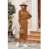 imagePRETTYGARDEN Womens Spring 2 Piece Matching Outfits Long Sleeve Turtleneck Ribbed Top and Midi Skirt Dress SetsBrown