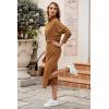 imagePRETTYGARDEN Womens Spring 2 Piece Matching Outfits Long Sleeve Turtleneck Ribbed Top and Midi Skirt Dress SetsBrown