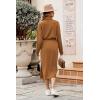 imagePRETTYGARDEN Womens Spring 2 Piece Matching Outfits Long Sleeve Turtleneck Ribbed Top and Midi Skirt Dress SetsBrown