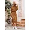 imagePRETTYGARDEN Womens Spring 2 Piece Matching Outfits Long Sleeve Turtleneck Ribbed Top and Midi Skirt Dress SetsBrown