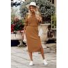 imagePRETTYGARDEN Womens Spring 2 Piece Matching Outfits Long Sleeve Turtleneck Ribbed Top and Midi Skirt Dress SetsBrown