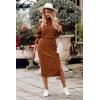 imagePRETTYGARDEN Womens Spring 2 Piece Matching Outfits Long Sleeve Turtleneck Ribbed Top and Midi Skirt Dress SetsCaramel