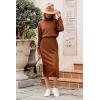 imagePRETTYGARDEN Womens Spring 2 Piece Matching Outfits Long Sleeve Turtleneck Ribbed Top and Midi Skirt Dress SetsCaramel