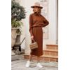 imagePRETTYGARDEN Womens Spring 2 Piece Matching Outfits Long Sleeve Turtleneck Ribbed Top and Midi Skirt Dress SetsCaramel