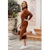 imagePRETTYGARDEN Womens Spring 2 Piece Matching Outfits Long Sleeve Turtleneck Ribbed Top and Midi Skirt Dress SetsCaramel