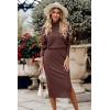 imagePRETTYGARDEN Womens Spring 2 Piece Matching Outfits Long Sleeve Turtleneck Ribbed Top and Midi Skirt Dress SetsCoffee