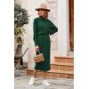 imagePRETTYGARDEN Womens Spring 2 Piece Matching Outfits Long Sleeve Turtleneck Ribbed Top and Midi Skirt Dress SetsDark Army Green