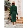 imagePRETTYGARDEN Womens Spring 2 Piece Matching Outfits Long Sleeve Turtleneck Ribbed Top and Midi Skirt Dress SetsDark Army Green