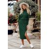 imagePRETTYGARDEN Womens Spring 2 Piece Matching Outfits Long Sleeve Turtleneck Ribbed Top and Midi Skirt Dress SetsDark Army Green
