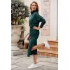 imagePRETTYGARDEN Womens Spring 2 Piece Matching Outfits Long Sleeve Turtleneck Ribbed Top and Midi Skirt Dress SetsDark Green