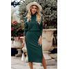 imagePRETTYGARDEN Womens Spring 2 Piece Matching Outfits Long Sleeve Turtleneck Ribbed Top and Midi Skirt Dress SetsDark Green