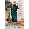 imagePRETTYGARDEN Womens Spring 2 Piece Matching Outfits Long Sleeve Turtleneck Ribbed Top and Midi Skirt Dress SetsDark Green