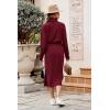 imagePRETTYGARDEN Womens Spring 2 Piece Matching Outfits Long Sleeve Turtleneck Ribbed Top and Midi Skirt Dress SetsDark Wine Red