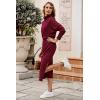 imagePRETTYGARDEN Womens Spring 2 Piece Matching Outfits Long Sleeve Turtleneck Ribbed Top and Midi Skirt Dress SetsDark Wine Red