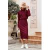 imagePRETTYGARDEN Womens Spring 2 Piece Matching Outfits Long Sleeve Turtleneck Ribbed Top and Midi Skirt Dress SetsDark Wine Red