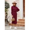 imagePRETTYGARDEN Womens Spring 2 Piece Matching Outfits Long Sleeve Turtleneck Ribbed Top and Midi Skirt Dress SetsDark Wine Red