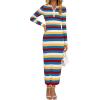 imagePRETTYGARDEN Womens Striped Spring Midi Sweater Dress Fall Long Sleeve Button Up V Neck Knit Bodycon Vacation Party DressesStriped Blue