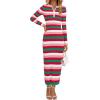 imagePRETTYGARDEN Womens Striped Spring Midi Sweater Dress Fall Long Sleeve Button Up V Neck Knit Bodycon Vacation Party DressesStriped Red