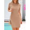 imagePRETTYGARDEN Womens Summer Knit Bodycon Dresses 2025 Spring Work Business Casual Short Sleeve Crewneck Elegant Formal DressApricot