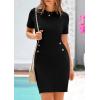 imagePRETTYGARDEN Womens Summer Knit Bodycon Dresses 2025 Spring Work Business Casual Short Sleeve Crewneck Elegant Formal DressBlack