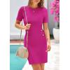 imagePRETTYGARDEN Womens Summer Knit Bodycon Dresses 2025 Spring Work Business Casual Short Sleeve Crewneck Elegant Formal DressRose Red