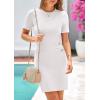 imagePRETTYGARDEN Womens Summer Knit Bodycon Dresses 2025 Spring Work Business Casual Short Sleeve Crewneck Elegant Formal DressWhite