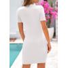 imagePRETTYGARDEN Womens Summer Knit Bodycon Dresses 2025 Spring Work Business Casual Short Sleeve Crewneck Elegant Formal DressWhite