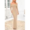 imagePRETTYGARDEN Womens Winter Sweater Dress Long Sleeve Off Shoulder Slit Maxi Bodycon Cocktail Party DressesApricot