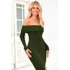 imagePRETTYGARDEN Womens Winter Sweater Dress Long Sleeve Off Shoulder Slit Maxi Bodycon Cocktail Party DressesArmy Green