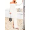 imagePRETTYGARDEN Womens Winter Sweater Dress Long Sleeve Off Shoulder Slit Maxi Bodycon Cocktail Party DressesBeige White