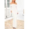 imagePRETTYGARDEN Womens Winter Sweater Dress Long Sleeve Off Shoulder Slit Maxi Bodycon Cocktail Party DressesBeige White