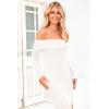 imagePRETTYGARDEN Womens Winter Sweater Dress Long Sleeve Off Shoulder Slit Maxi Bodycon Cocktail Party DressesBeige White
