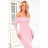 imagePRETTYGARDEN Womens Winter Sweater Dress Long Sleeve Off Shoulder Slit Maxi Bodycon Cocktail Party DressesLight Pink