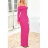 imagePRETTYGARDEN Womens Winter Sweater Dress Long Sleeve Off Shoulder Slit Maxi Bodycon Cocktail Party DressesRose Red