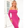 imagePRETTYGARDEN Womens Winter Sweater Dress Long Sleeve Off Shoulder Slit Maxi Bodycon Cocktail Party DressesRose Red