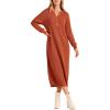 imagePRETTYGARDEN Womens Fall Knit Sweater Dress Long Sleeve Button V Neck Loose Casual Maxi DressesOrange