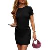 imagePRETTYGARDEN Womens Summer Knit Bodycon Dresses 2025 Spring Work Business Casual Short Sleeve Crewneck Elegant Formal DressBlack