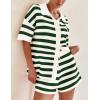 imagePRETTYGARDEN Womens 2 Piece Shorts Sets Casual Summer 2025 Short Sleeve Striped Sweater Set Matching Beach Vacation OutfitDark Green