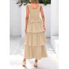 imagePRETTYGARDEN Womens Summer Sleeveless Midi Dress Scoop Neck Tank Top Smocked A Line Tiered Beach Flowy Long DressesApricot