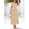 imagePRETTYGARDEN Womens Summer Sleeveless Midi Dress Scoop Neck Tank Top Smocked A Line Tiered Beach Flowy Long DressesApricot