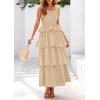 imagePRETTYGARDEN Womens Summer Sleeveless Midi Dress Scoop Neck Tank Top Smocked A Line Tiered Beach Flowy Long DressesApricot