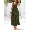 imagePRETTYGARDEN Womens Summer Sleeveless Midi Dress Scoop Neck Tank Top Smocked A Line Tiered Beach Flowy Long DressesArmy Green