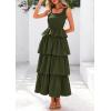 imagePRETTYGARDEN Womens Summer Sleeveless Midi Dress Scoop Neck Tank Top Smocked A Line Tiered Beach Flowy Long DressesArmy Green