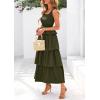 imagePRETTYGARDEN Womens Summer Sleeveless Midi Dress Scoop Neck Tank Top Smocked A Line Tiered Beach Flowy Long DressesArmy Green
