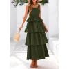 imagePRETTYGARDEN Womens Summer Sleeveless Midi Dress Scoop Neck Tank Top Smocked A Line Tiered Beach Flowy Long DressesArmy Green
