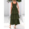 imagePRETTYGARDEN Womens Summer Sleeveless Midi Dress Scoop Neck Tank Top Smocked A Line Tiered Beach Flowy Long DressesArmy Green