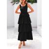 imagePRETTYGARDEN Womens Summer Sleeveless Midi Dress Scoop Neck Tank Top Smocked A Line Tiered Beach Flowy Long DressesBlack